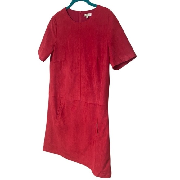 Jade By Melody Tam Pink Dress Short Sleeves Faux Suede size M - Picture 3 of 16